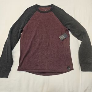 Lucky Brand Men's Burgundy and Dark Gray Long Sleeve Shirt